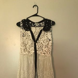 BKE Lace and Crochet Overlay Blouse